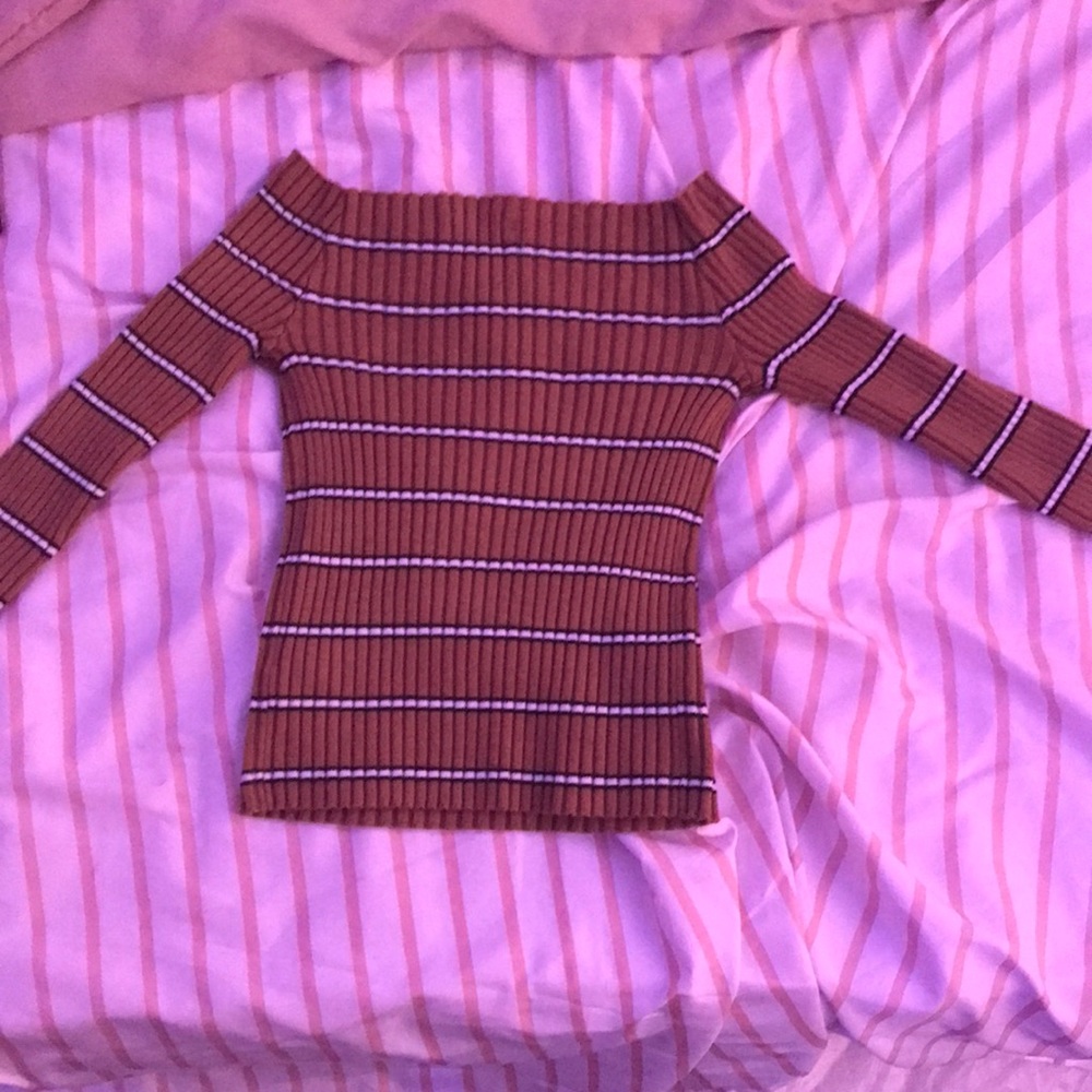 Tan Off-Shoulder Crop Top